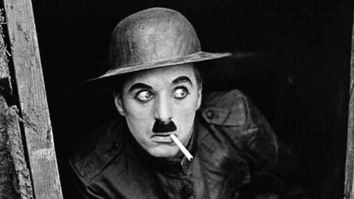 Charlie Chaplin in a scene from Shoulder Arms